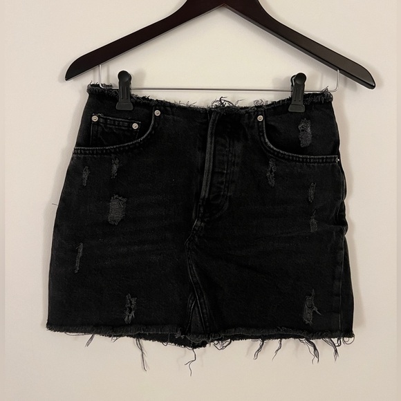 BDG Dresses & Skirts - BDG urban outfitters distressed denim raw hem black skirt
